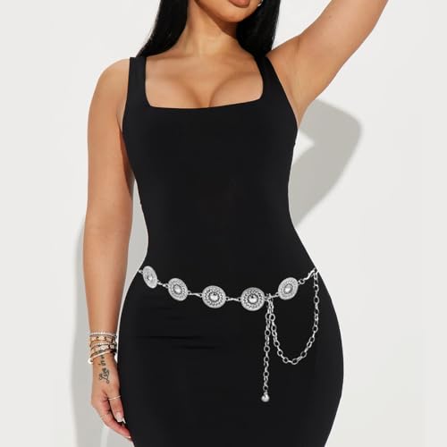 Women's Waist Chain Belts Adjustable Metal Waist Belt Belly Link3