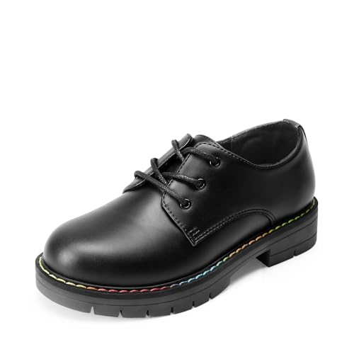 DREAM PAIRS Boys Girls Dress Shoes Kids Uniform Formal Classic Oxfords Lace-up for Toddler Little Big Kid 10 Toddler Black-pu