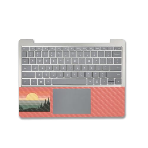 Image of MightySkins Carbon Fiber Skin Compatible with Microsoft Surface Laptop Go 3 (2023) Full Wrap Kit - Sunset Forest | Protective, Durable Textured Carbon Fiber Finish | Made in The USA