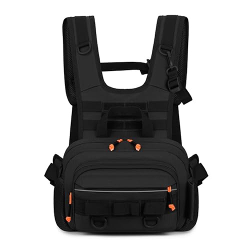 Sac de Poitrine Tactique, Sacoche de Pêche à la Mouche Étanche, Poche de Poisson Robuste avec Design Réfléchissant pour Pêche, Poisson, Chasse en Plein...