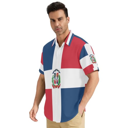 Chemise hawaïenne République dominicaine GuoChe motif drapeau imprimé taille S
