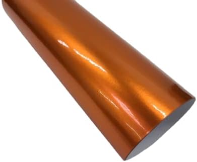 Miniatura 3 de Rollo de vinilo de cobre naranja metálico brillante para automóvil, rollo de lámina adhesiva (10 pies x 5 pies)