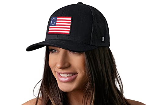 Image of HAKA American Flag Trucker Hat - USA Flag Mesh Snapback Cap for Men, Women & Golf, Patriotic Baseball Dad Hat