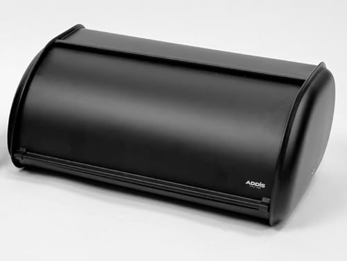 Addis Kitchen Bread Bin Metal Storage Box with Full Roll Front Opening All Black finish