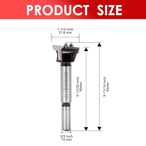 MOLLOM 1-1/4" (31.8mm) Forstner Drill Bit for Precise Woodworking with Durable YG8 Carbide Thickness of 2.0mm,This Hinge Cutter Tool is Ideal for Hard Wood Plastic - Image 2