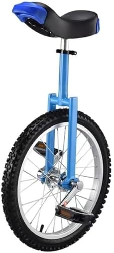 BRZU 一輪車、スチール製、快適なシート、滑り止めと耐摩耗性のタイヤ、完全組み立て済み、競技用、バランストレーニング用、耐荷重100kg、大人、子供、学生向け (ブルー,20インチ)