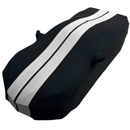 Image of SR1 Performance USA Audi R8 Car Cover Indoor Custom Fit 2008-2023 Ultraguard Stretch Satin - Soft Luxury Dustproof Garage Storage Cover for Audi R8 Coupe & Spyder (Black with Gray Stripes)