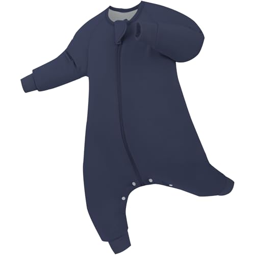 PurComfy Supersoft Active Toddler Sleepsuit 1.0 TOG Long Sleeve Wearable Blanket with Legs All-Season Cozy Sleeper Midnight 0-3 Months