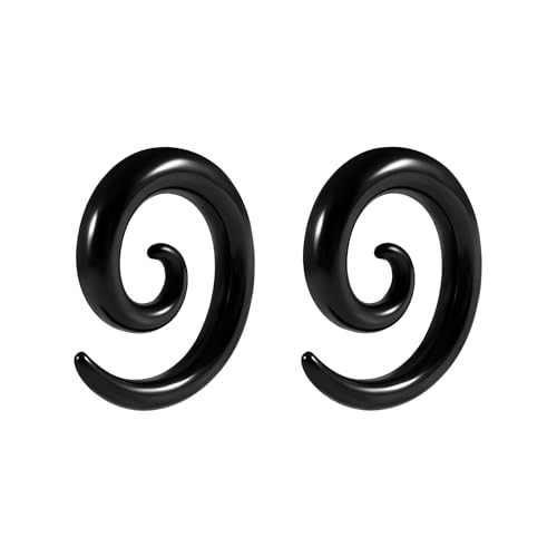 IMINI Lot de 2 écarteurs d'oreille en forme d'escargot en acier inoxydable plaqué or/noir pour oreilles étirées, bijoux de piercing pour homme et femme, 4g(5mm), Acier inoxydable, Pas de gemme