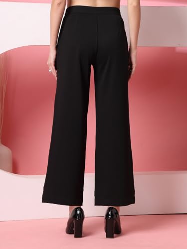 Image of OOMPH! Women's Straight Fit Mid Rise Korean Trousers|Trouser Pants for Women|Elegant Workwear for Office, College & Events|Trousers for Woman