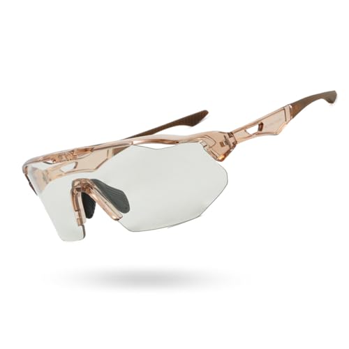 EYEAGLE TR90 Ultralight Photochromic Cycling Glasses for Men and Women Interchangeable Light Adaptive Lens Anti UV Sports Sunglasses Windproof Anti Fog Design for Running Hiking Driving