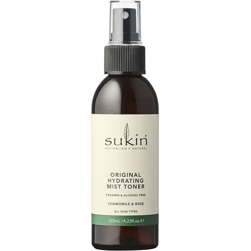 Sukin Signature Hydrating Mist Toner 125ml - Alcohol Free with Chamomile & Rosewater; Cruelty Free & Vegan Friendly - soothes purifies & Cools Tired Skin.