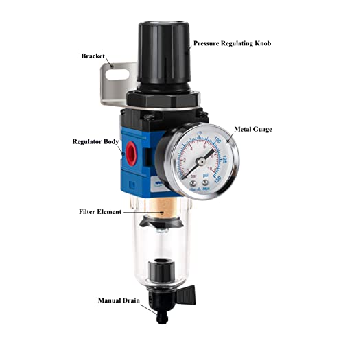 Nanpu AW2000-02M 1/4 Inch Npt Compressed Air Filter Regulator Combo Piggyback thumb #1