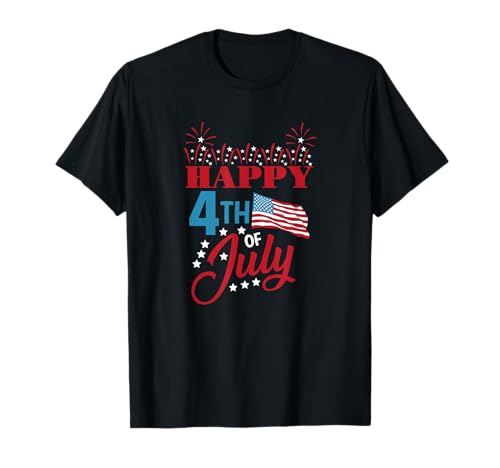 Happy 4th of July Independence Fireworks Drapeau américain T-Shirt