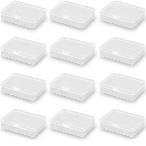Image of Rectangular Clear Plastic Organizer Storage Box Containers (4.45 x 3.31 x 1.14 inch), Small Plastic Containers Pack of 12