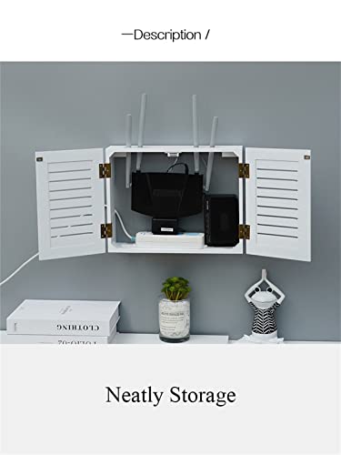 Scatola portaoggetti per router WiFi con sportello, cavo grande per scrivania/TV/computer, nasconde cavi e ingombri, bianco, 52 cm, ideale per hub USB e gestione dei cavi