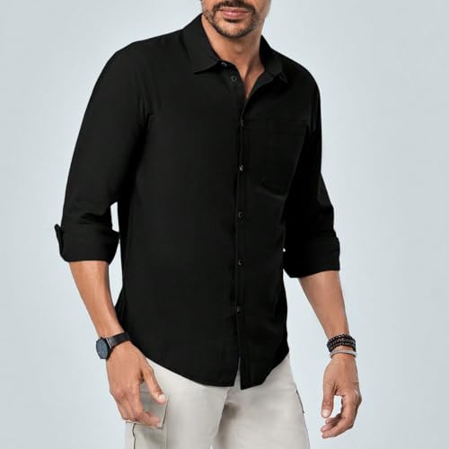 Image of TAGDO Men's Cotton Blend Full Sleeve Solid Shirt with Pocket (5169)