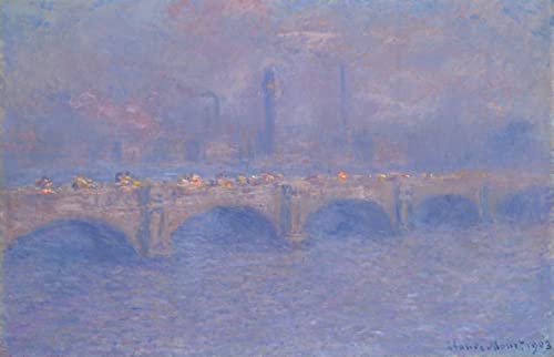 Décoration chambre avec tableau effet de lumière soleil pont de Waterloo Monet 60x90