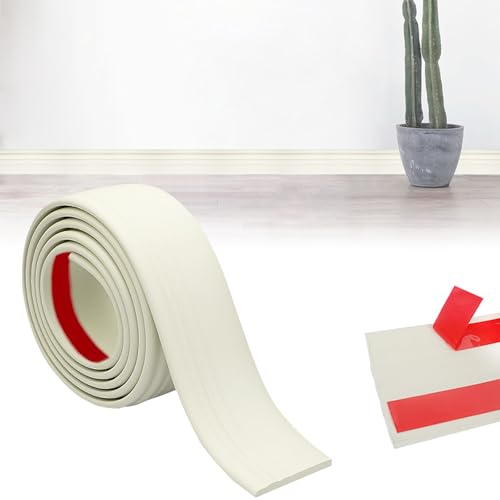 MeYuxg Rodapié blando autoadhesivo, 100 mm x 11 mm, 2 m, NBR, zócalo flexible, tira de moldura, fácil de cortar, cinta de sellado para juntas, para salón, baño, cocina (blanco leche)