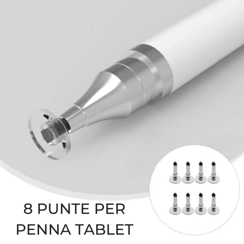 soleilx Punte Extra per Penna per Tablet Universale - 8 PZ - set punte di ricambio per pennino touch screen, pennino per iPad, iPhone, Samsung Lenovo android smartphone e universale per tutti i tablet