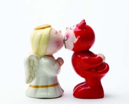 Pacific Trading Magnetic Devil & Angel Kissing Salt & Pepper Shakers Set S/P