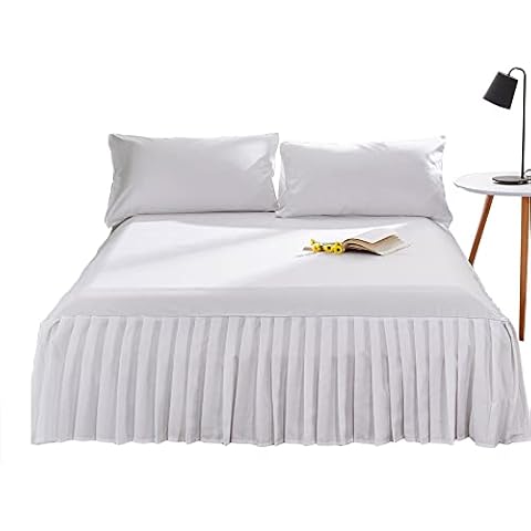 Frilled Valance Fitted Sheet Valance Sheet Mattress Protector Cover Bed Skirt Washable with Drop Frill 40cm (white, Single (90x200cm)) Cover