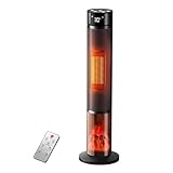 セラミックヒーター ヒーター 速暖 【2025新開発&ECO恒温省エネ&マイナスイオン】 電気ファンヒーター タワー型 3D疑似炎 LCDディスプレイ 左右自動首振り 空気清浄 冷暖兼用10W/800W/1200W 三段階切替 静音 電気ストーブ 1~12時間切タイマー 足元 暖房器具 耐火素材 転倒OFF 過熱保護 リモコン付き 寝室/洗面所/脱衣所/リビング/寝室PSE認証済