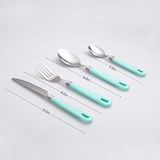 Cutiset 25 piece Stainless Steel Flatware Set with Hanging Caddy (Green, 25-Piece)