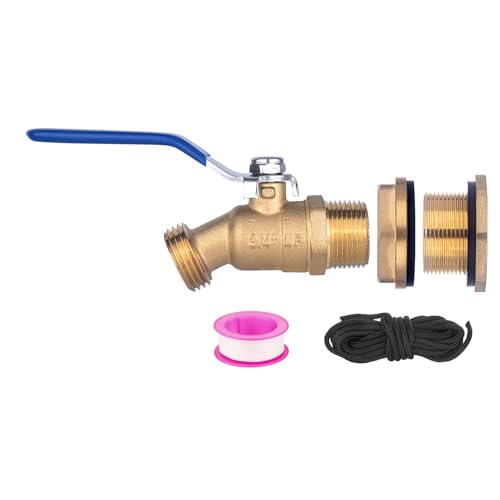 Brass-Water-Container-Rain-Barrel-Faucets-Lead-Free-Spigot-Kit-55-Gallon-Water-Tank-Faucet34Inlet-to-34GHT-Male-Thread-Outlet-Suitable-for-Garden-Hose-Thread-Connection