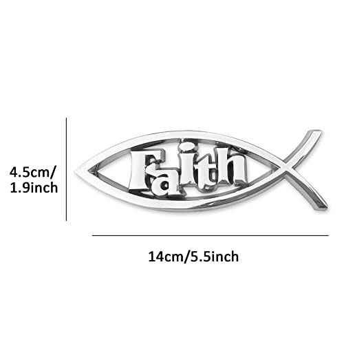 Image of Jesus Fish Christian Car Emblem - Chrome Silver Fish Emblem for Car & Truck Badge