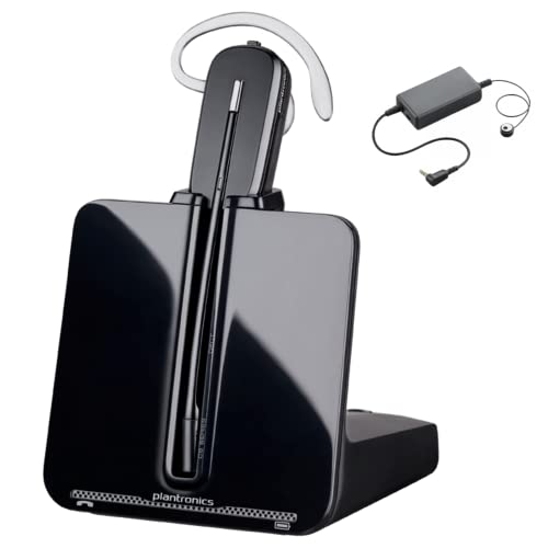 Plantronics CS540 Wireless DECT Headset | ShoreTel Compatible | Convertible Over-The-Ear & Over-The-Head Styles | Noise-Canceling Mic | Black (Renewed)