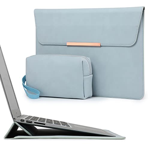 HYZUO 13,3-14 Zoll Laptophülle Laptop Hülle mit Standfunktion Kompatibel mit MacBook Pro 14 M1 Pro/M1 Max A2442 2021 2022, MacBook Air 13 2010-2017, mit Zubehörtasche, Blass Blau Cover