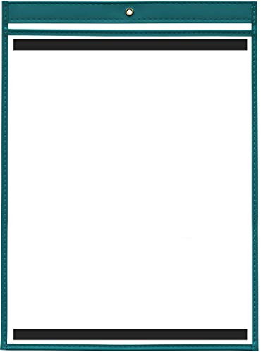 StoreSMART - Magnetic Rigid Sewn Vinyl Plastic Pockets - Green - 100 Pack - 11" x 14" - Open Short Side - T85207S-G-M-100