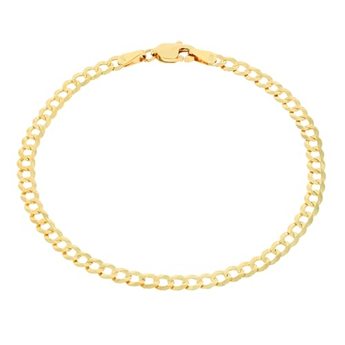 Pulsera de cadena cubana sólida en oro amarillo 10K 7" miniatura 2