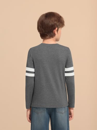Image of Haloumoning Boys Long Sleeve Shirts Kids Crewneck T Shirts Casual Striped Tops Tees 5-14 Years