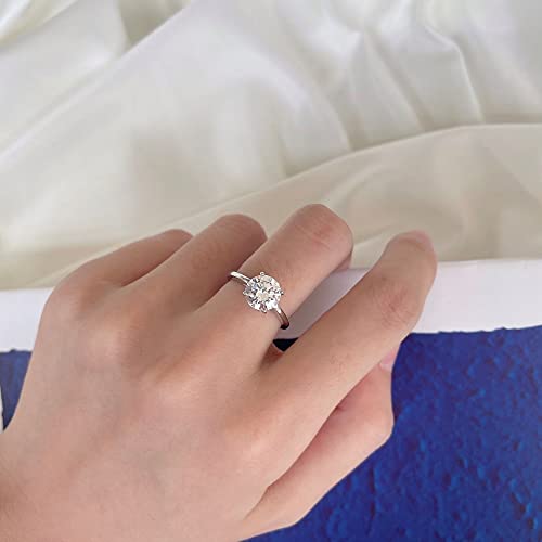 Blocaci Solitaire Engagement Rings for Women 1 Carat Classic Round Moissanite Wedding Rings 925 Sterling Silver 10K 14K 18K Gold Anniversary Promise Rings for Her with Text Engraving4