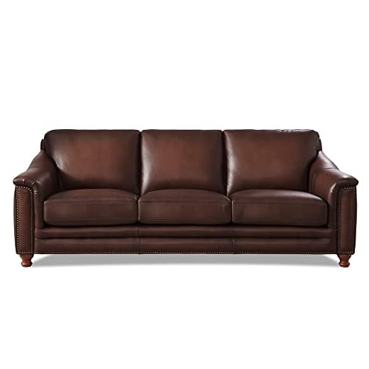 Hydeline Belfast Leather Sofa Couch, Caramel Brown