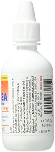 Deep Sea Saline Nasal Spray Generic For Ocean Nasal Moisturizing Spray 1.5 Oz Per Bottle Pack Of 4 Bottles By Major Pharmaceuticals #TOP1