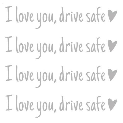 4 calcomanías de espejo con texto en inglés 'I Love You Drive Safe', calcomanías y calcomanías para mujeres y hombres, calcomanías impermeables con letras decorativas para espejo retrovisor de coche