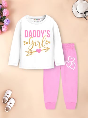 Image of Trampoline Girls Clothing Pack of 2 - Full Sleeves, Pull-On Pant| Cotton Blend T-Shirts & Pyjamas| Vibrant Prints, Soft Fabric, Comfy Fit Casual Wear Set for Toddlers & Kids