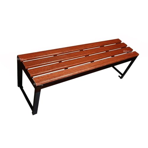 Image of BRISHI 3 Seater Cast Iron FRP Garden Bench for Indoor & Outdoor Park /Patio /Living Room /Terrace /Balcony (Black /Wooden Texture)