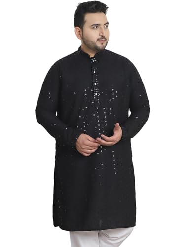 Image of SOJANYA Plus(Since 1958) Men's Cotton Relaxed Fit Straight Radiant Elegance Sequinned Kurta for Navratri, Garba & Puja
