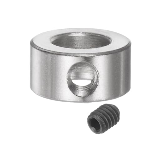 QUARKZMAN 12 Stück Set-Screw-Kragen 8mm Bohrung, Nickelbeschichtete Stahl-Wellenkragen, 14mm Außendurchmesser, 7mm Breite, Fahrwerksstopper-Wellenkragen mit Innensechskantschlüssel