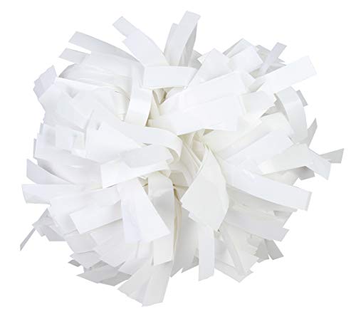 Metallic Cheerleader Cheerleading Pom Poms 6 inch 1 Pair 2 Pieces (White)