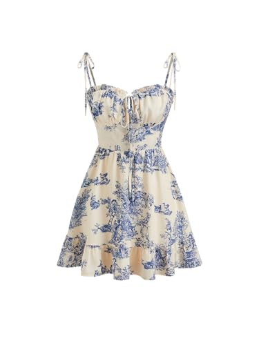 Image of CIDER Floral Dress for Women Summer Mini Sundresses Spaghetti Strap Cute Vacation Dresses Boho Casual Outfits