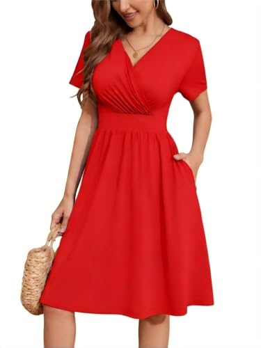 Image of Heymoments Short Sleeve V Neck Summer Dress for Women