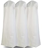 Semapak 71 inches XL White Non-woven Wedding Dress Garment Bags for Bridal Gown and Overcoat Organization, Pack of 3.