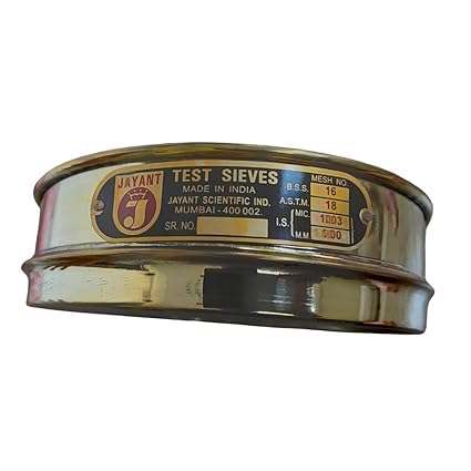 Jayant Test Sieve 200 mm Diameter BBS - 16 and ASTM - 18, 1003 micron Pack of 1 stainless steel Mesh with Brass Frame For Laboratory and Uniform Fabrication for Smooth-Nesting-image-45