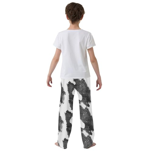Boys' Pants Black Snake Skin Scales White Long Bottoms Jogger Pants Elastic Waist Trousers with Pockets S-XL3