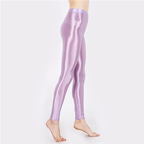Image of cloudmall Women Sexy Semi Opaque Pantyhose Running Tights Yoga Leggings Oil Shiny Stocking